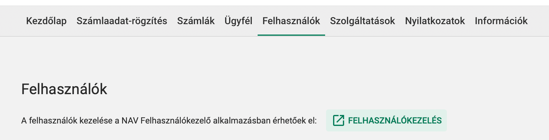Felhasználókezelés gomb a Felhasználók oldalon